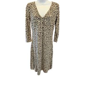 NWT ann taylor leapord print dress v neck long sleeve sz 4 career casual chic